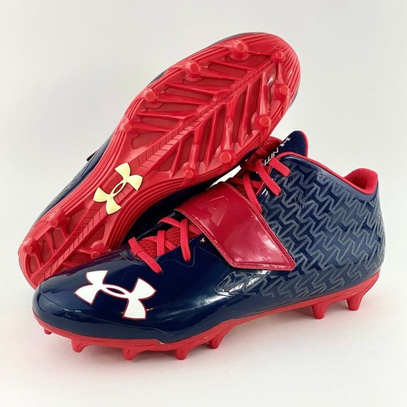 Under Armour Nitro Spine Men's Size 12.5 Football Cleats Navy Red - Picture 2 of 10